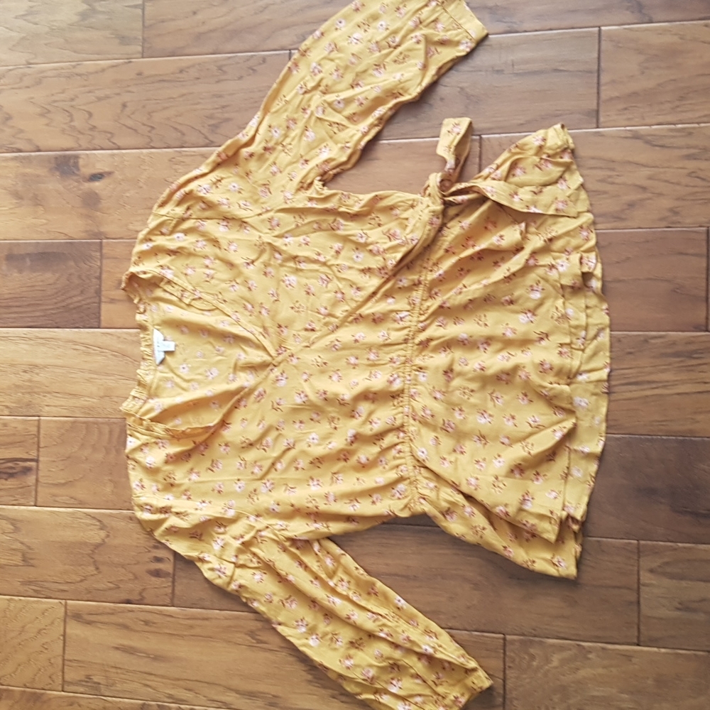 Lucky Brand Floral Peplum Faux Wrap Top Size L